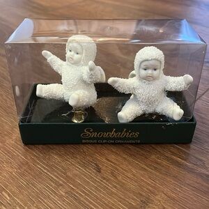 Department 56 Snowbabies- bisque clip on ornaments, set of 2